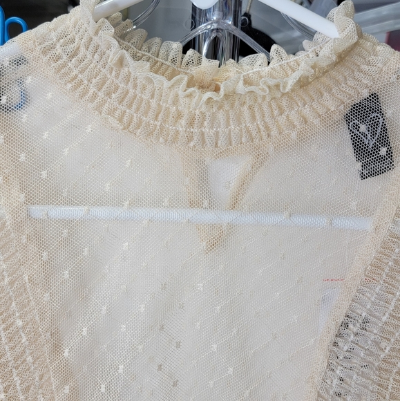 Windsor Natural beige sheer lace blouse size S vintage inspired - Picture 8 of 17